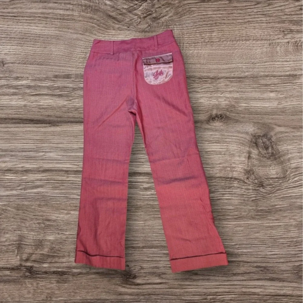 Kohls Lizzie McGuire Size 14 Haringbone‎ Pink Pants With Embroidered Pocket